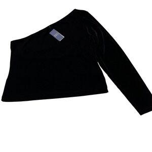 Polo Ralph Lauren Top Womens XXL Black Velvet One Shoulder Fairy Whimsigoth